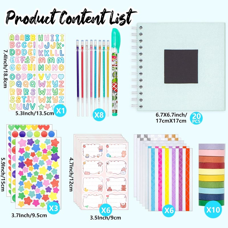 Tugle Kid Scrapbook Photo Album Hard Cover DIY Photo Album for Kids Instant Camera Print Paper with DIY Accessories (Blue) - Image 5